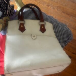 White and Brown Tote Bag